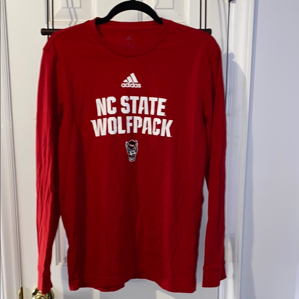 adidas Red Long Sleeve Tee - NC State Wolfpack